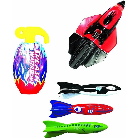 Banzai Summer Action Splash Pack 5-Piece Grenade Torpedo Games Toys Swim Turbo - Picture 2 of 2